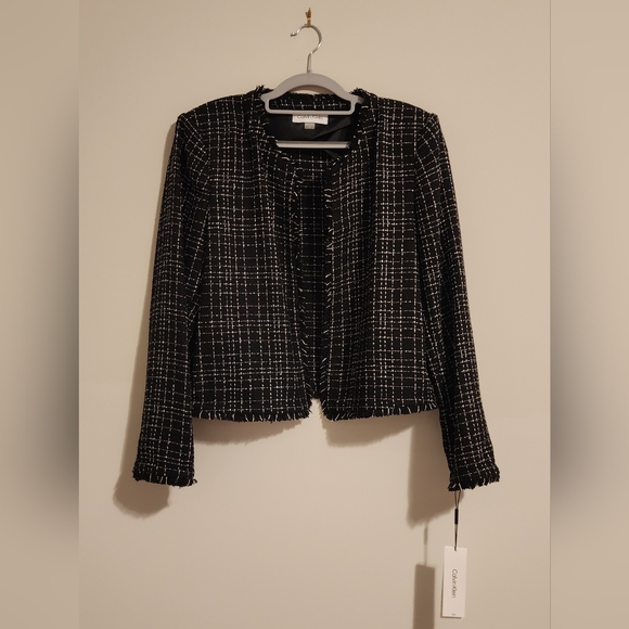 NWT - Calvin Klein Tweed Open Front Blazer/Jacket - Picture 3 of 6
